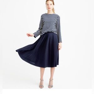 J. Crew Navy A-Line Pleated Skirt